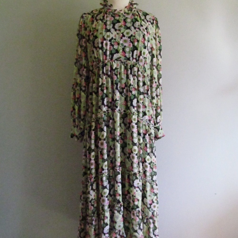 NWT CINQ À SEPT Lucille Floral Long Sleeve Maxi Dress Women's Size 10 - Picture 4 of 16